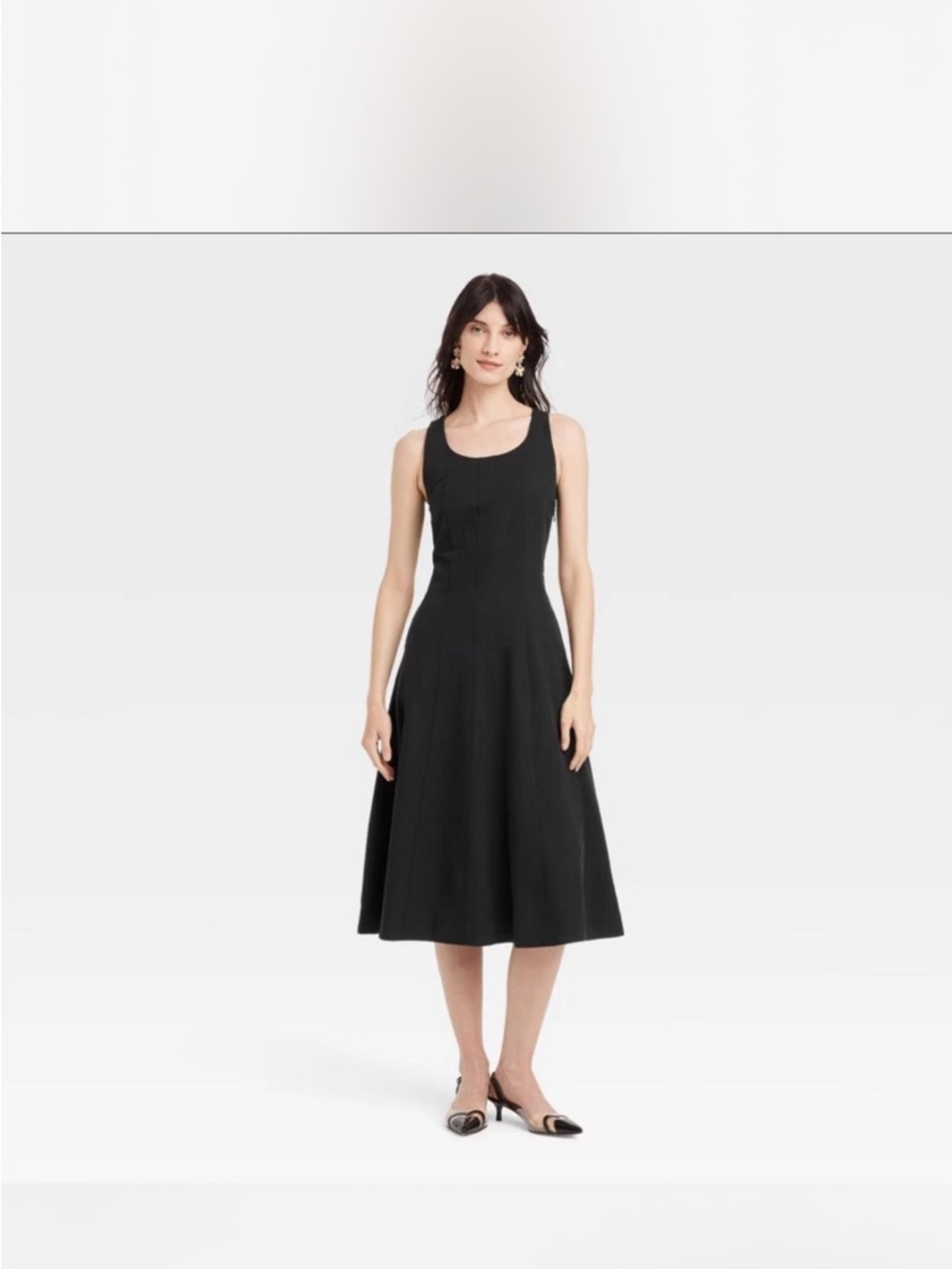 A New Day Size 6  Black Sleeveless Midi A-Line Dress- NWT